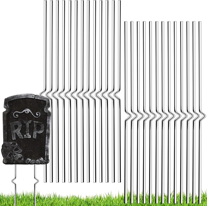 ZYP 30PCS Halloween Metal Stakes,Heavy Duty 15.75''Tombstone Stakes,Foam Graveyard Sign Holders,Metal Stakes for Halloween Tombstone Yard Lawn Decorations - Image 1